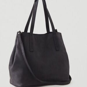 Roots Black Amelia Tribe Leather Tote Bag